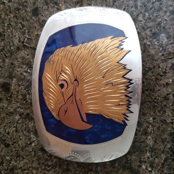 Other - Eaglehead Belt Buckle Etched Feathers